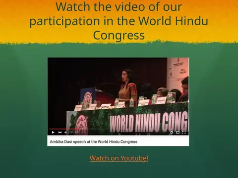 Slide 61 of the 2016 Master Plan: Watch the video of our participation in the World Hindu Congress